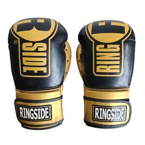 Ringside Apex Boxing Gloves 14 oz Black Gold With Everlast Gym Bag FTG2